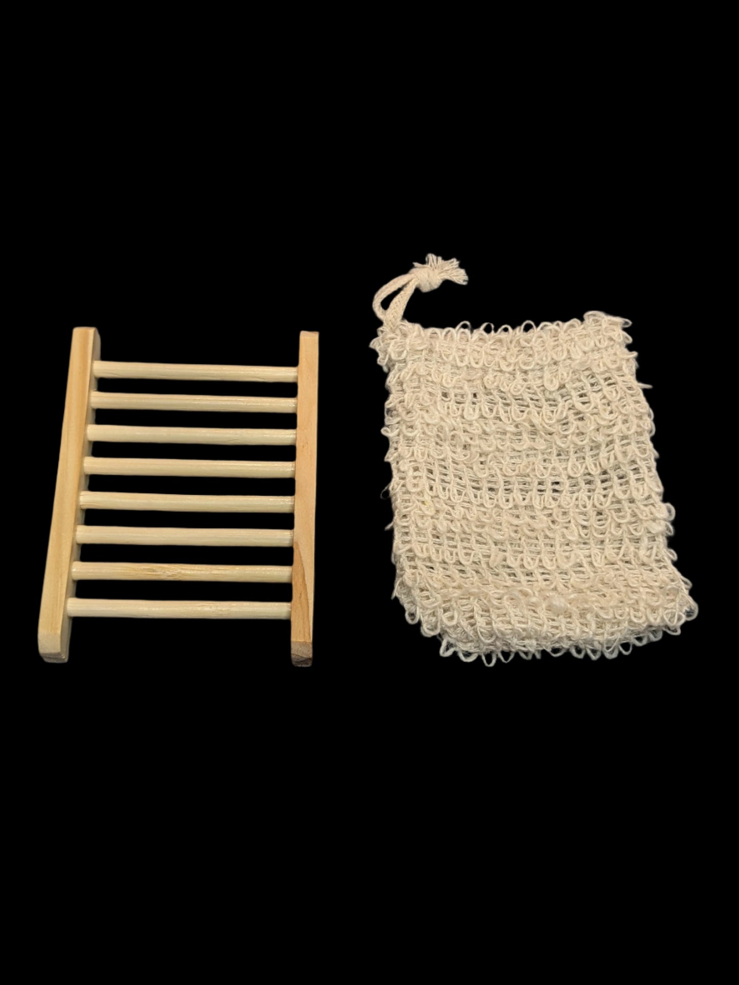 Bamboo Soap Dish and Sisal Exfoliating Soap Bag Set